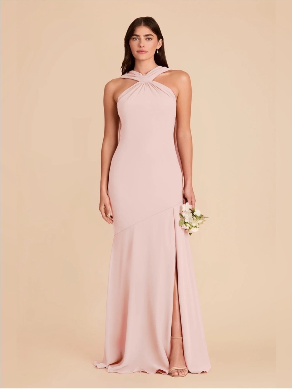 Birdy Grey Eileen Matte Satin Dress in Blush Pink